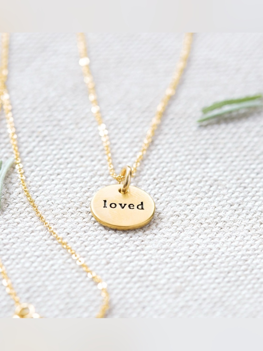 NIB Delicate Gold 'Loved' Necklace Olive & Cocoa - Lovely gift!